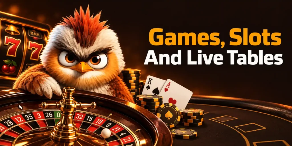 Games, Slots And Live Tables